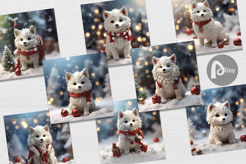 Digital Paper Wolf Christmas Digital Pattern artnoy 