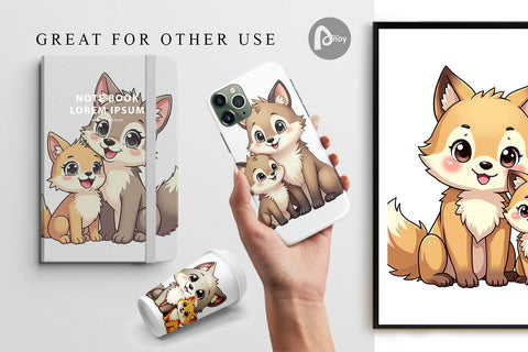 Digital Paper Wolf Mother's Day Digital Pattern artnoy 