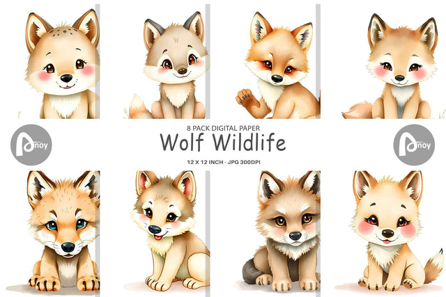 Digital Paper Wolf Wildlife Digital Pattern artnoy 