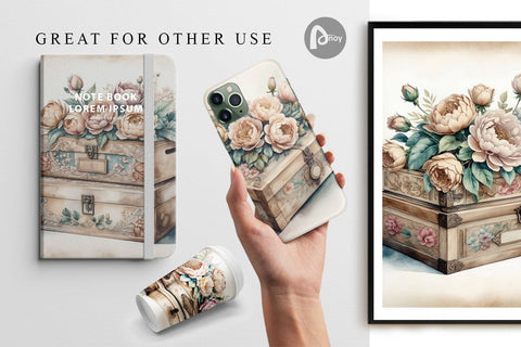 Digital Paper Wooden Cigar Box Digital Pattern artnoy 