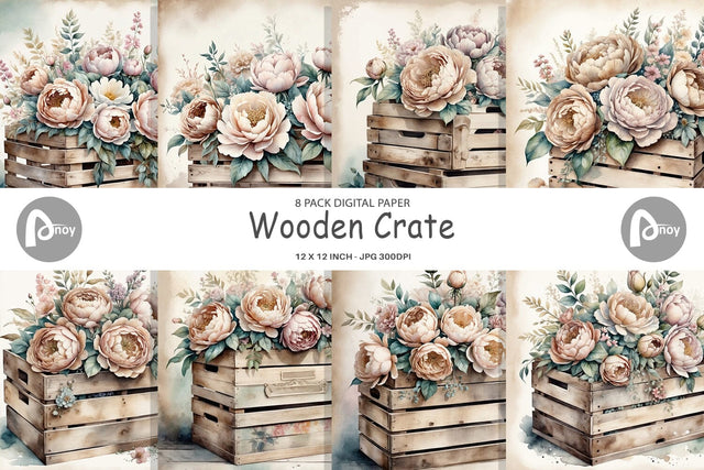 Digital Paper Wooden Crate Digital Pattern artnoy 
