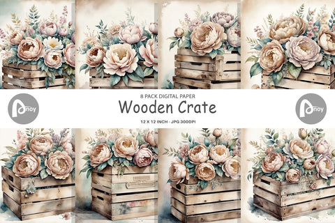 Digital Paper Wooden Crate Digital Pattern artnoy 