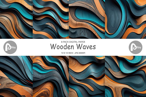 Digital Paper Wooden Waves Digital Pattern artnoy 