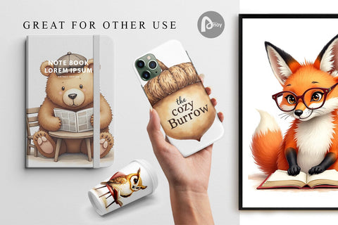 Digital Paper Woodland Animal Cafe Digital Pattern artnoy 