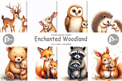 Digital Paper Woodland Babies Digital Pattern artnoy 