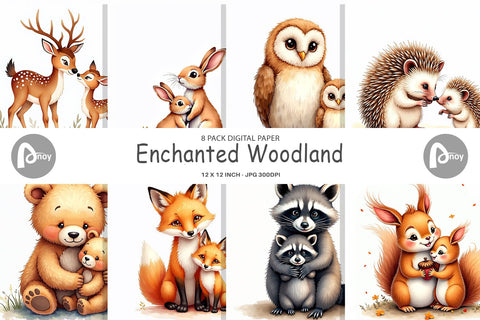 Digital Paper Woodland Babies Digital Pattern artnoy 