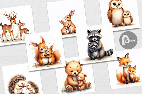 Digital Paper Woodland Babies Digital Pattern artnoy 