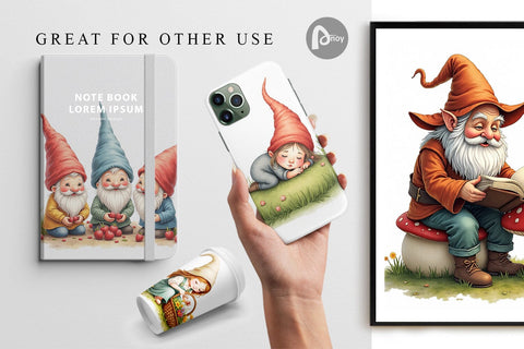 Digital Paper Woodland Gnomes Digital Pattern artnoy 