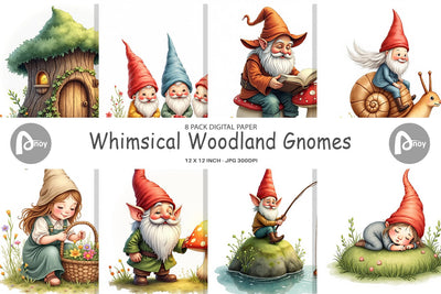 Digital Paper Woodland Gnomes Digital Pattern artnoy 