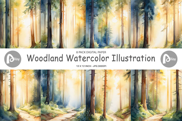 Digital Paper Woodland Watercolor Digital Pattern artnoy 