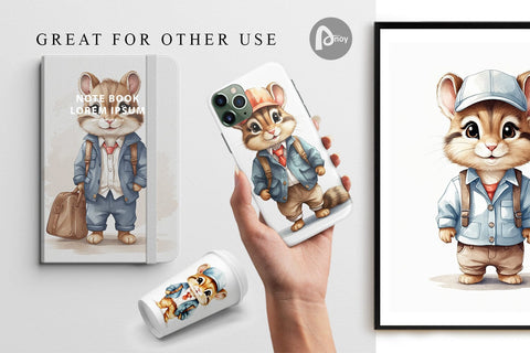 Digital Paper Working Mouse Digital Pattern artnoy 