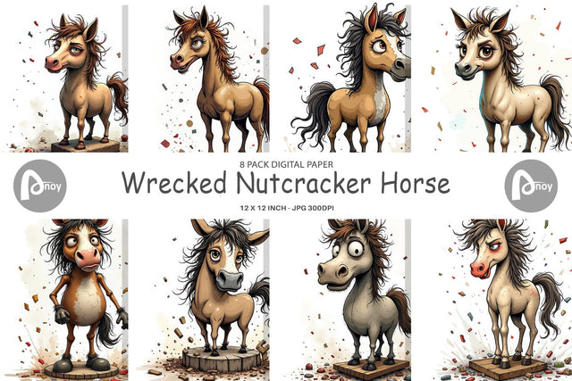 Digital Paper Wrecked Nutcracker Horse Digital Pattern artnoy 