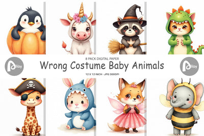 Digital Paper Wrong Costume Baby Animals Digital Pattern artnoy 