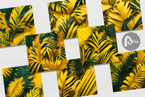 Digital Paper Yellow Palm Leaves Digital Pattern artnoy 