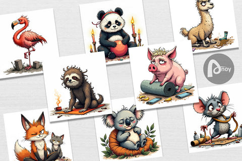 Digital Paper Yoga Grumps Digital Pattern artnoy 