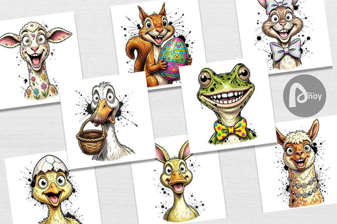 Digital Paper Zany Easter Animal Sublimation artnoy 