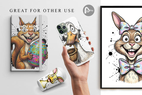 Digital Paper Zany Easter Animal Sublimation artnoy 