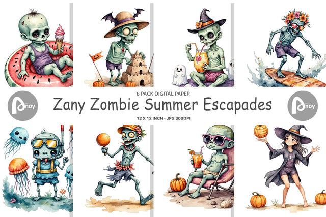 Digital Paper Zany Zombie Escapades Digital Pattern artnoy 
