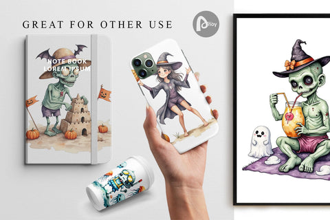 Digital Paper Zany Zombie Escapades Digital Pattern artnoy 