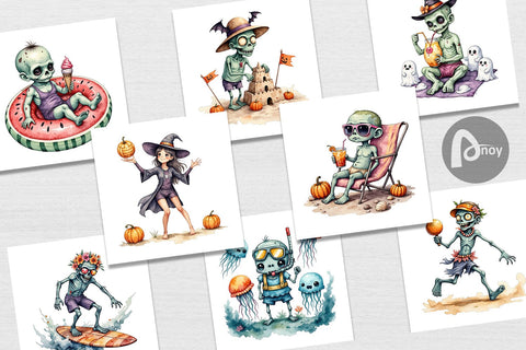 Digital Paper Zany Zombie Escapades Digital Pattern artnoy 