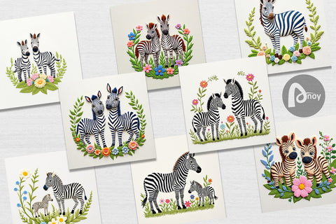 Digital Paper Zebra Embroidery Digital Pattern artnoy 