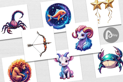 Digital Paper Zodiac Babies Digital Pattern artnoy 