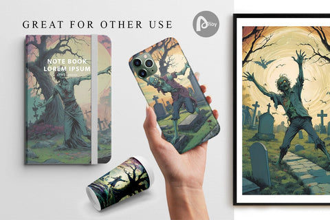 Digital Paper Zombie Halloween Digital Pattern artnoy 