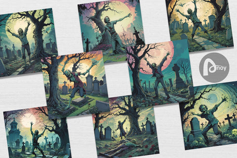 Digital Paper Zombie Halloween Digital Pattern artnoy 