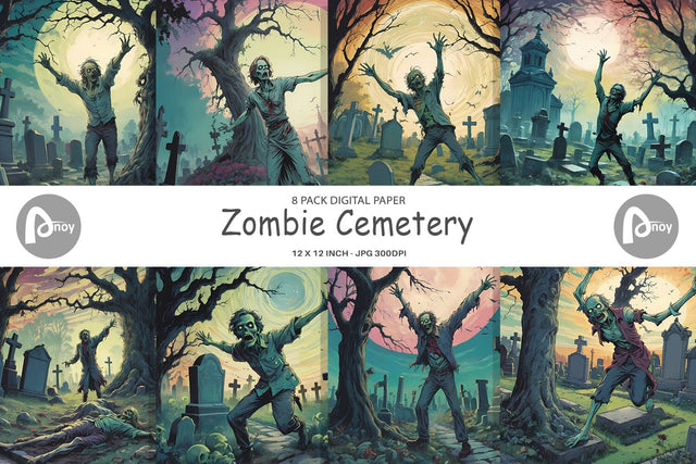 Digital Paper Zombie Halloween Digital Pattern artnoy 