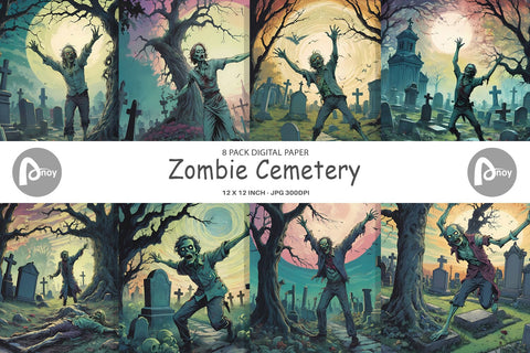 Digital Paper Zombie Halloween Digital Pattern artnoy 