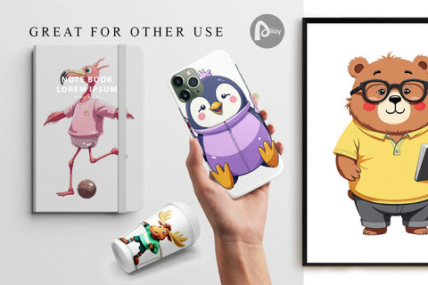 Digital Paper Zoo Football Team Digital Pattern artnoy 