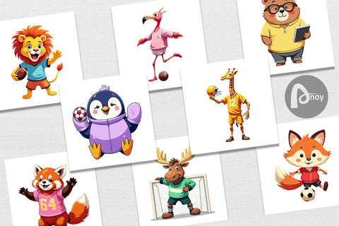 Digital Paper Zoo Football Team Digital Pattern artnoy 