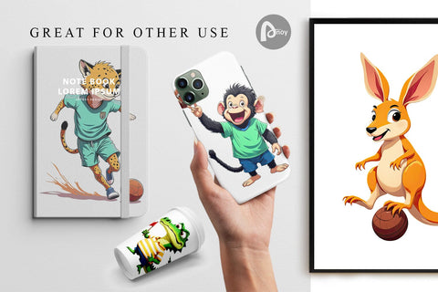 Digital Paper Zoo Football Team Digital Pattern artnoy 