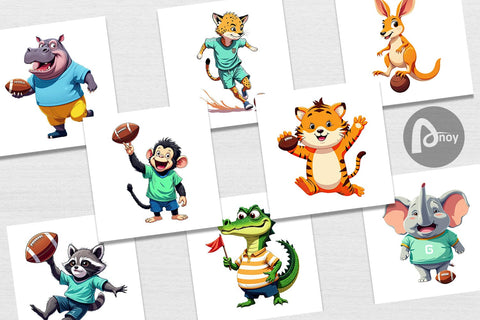 Digital Paper Zoo Football Team Digital Pattern artnoy 