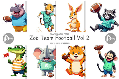 Digital Paper Zoo Football Team Digital Pattern artnoy 