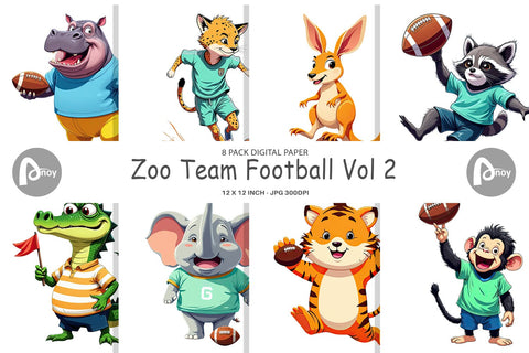Digital Paper Zoo Football Team Digital Pattern artnoy 
