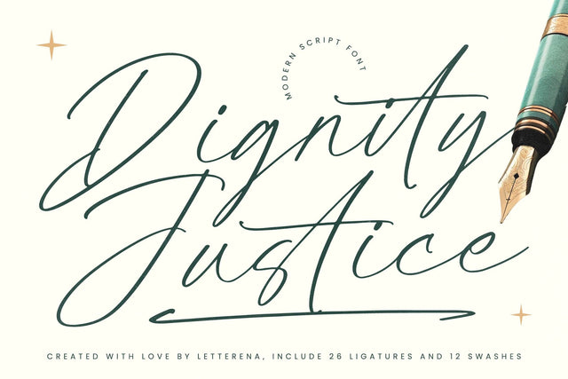 Dignity Justice - Modern Script Font Font Letterena Studios 