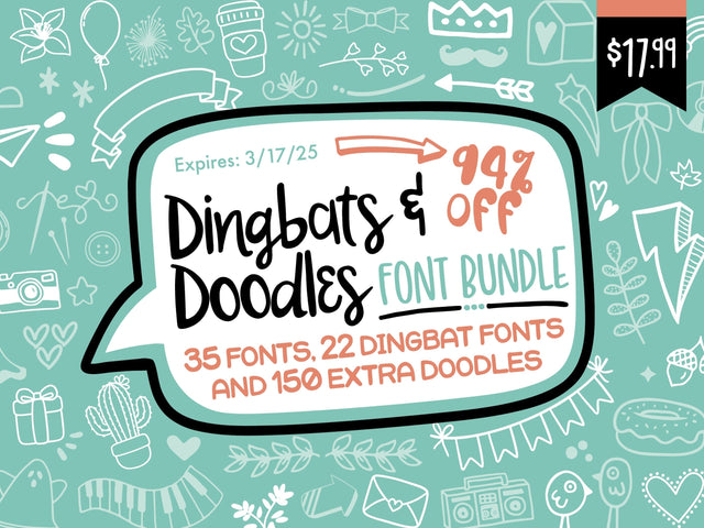 Dingbats and Doodles Font Bundle [ VIP Access Only - 94% Off! ] Bundle So Fontsy Design Shop 