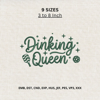 Dinking Queen Pickleball Machine Embroidery Design – Pickleball Paddle Ball Sports Embroidery File Embroidery/Applique DESIGNS PatternFeed8 