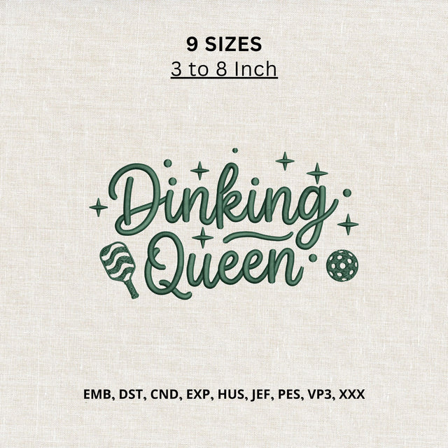 Dinking Queen Pickleball Machine Embroidery Design – Pickleball Paddle Ball Sports Embroidery File Embroidery/Applique DESIGNS PatternFeed8 