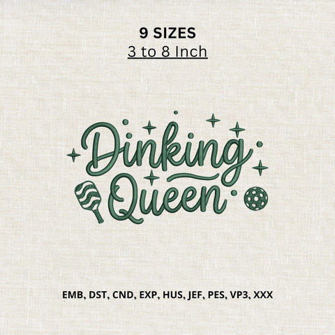 Dinking Queen Pickleball Machine Embroidery Design – Pickleball Paddle Ball Sports Embroidery File Embroidery/Applique DESIGNS PatternFeed8 