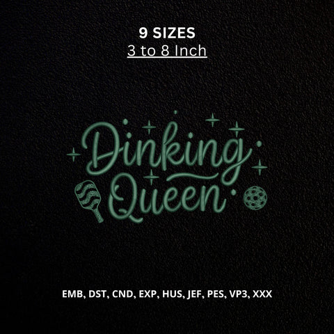 Dinking Queen Pickleball Machine Embroidery Design – Pickleball Paddle Ball Sports Embroidery File Embroidery/Applique DESIGNS PatternFeed8 