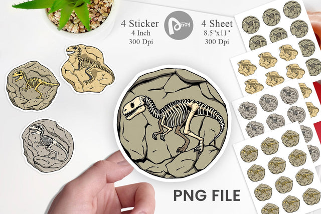 Dino Fossil Sticker Sublimation artnoy 