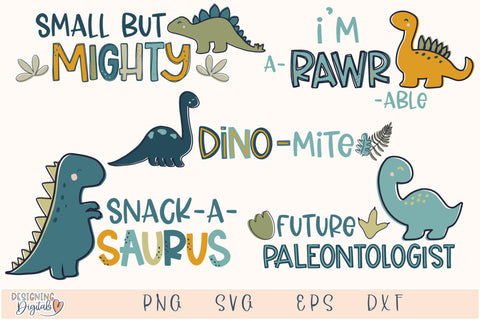 Dino-Mite Dinosaur SVG Bundle, Dinosaur SVG files for Cricut, Cute Dinosaur PNG for Sublimation, Tshirts, Invitations SVG Designing Digitals 