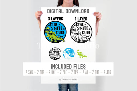 Dino-Mite Dude SVG | Cool Dinosaur Clipart for Kids' Shirts SVG TonisArtStudio 