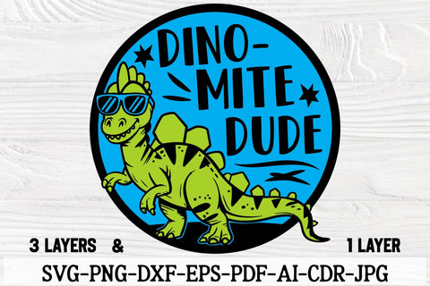 Dino-Mite Dude SVG | Cool Dinosaur Clipart for Kids' Shirts SVG TonisArtStudio 