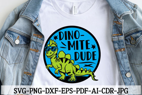 Dino-Mite Dude SVG | Cool Dinosaur Clipart for Kids' Shirts SVG TonisArtStudio 