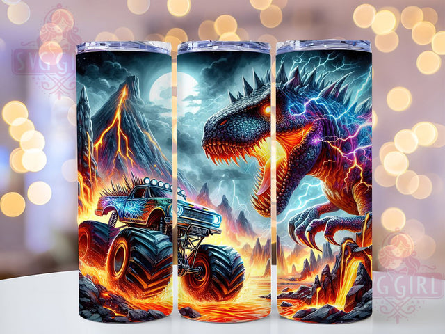 Dino Monster Truck Tumbler Wrap, Tyrannosaurus Rex Sublimation Design, 20oz Skinny Tumbler Wrap, Dinosaur Off-Road Tumbler Art, Monster Truck Kids Gift, Adventure Tumbler Wrap Design Sublimation SvggirlplusArt 