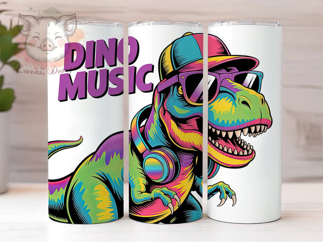 Dino Music Lover 20oz Tumbler, Dinosaur Music Wrap, Dino Music Sublimation Design, Funny Dino Quote, 20oz Tumbler Wrap, Sublimation Design PNG, Music Gift Sublimation Lara' s Designs 