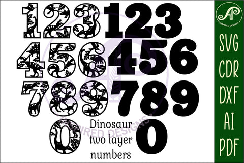 Dino number two layer wall sign SVG cut files SVG APInspireddesigns 